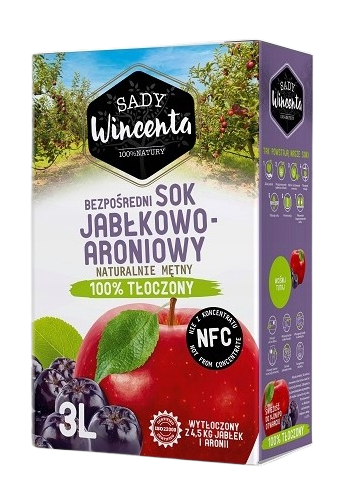 Sady Wincenta Sok jabłkowo-aroniowy karton 3l