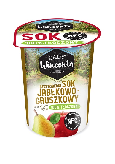Sady Wincenta Sok jabłkowo-gruszkowy kubek 200 ml