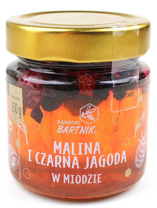 BARTNIK Malina i czarna jagoda w miodzie 250g