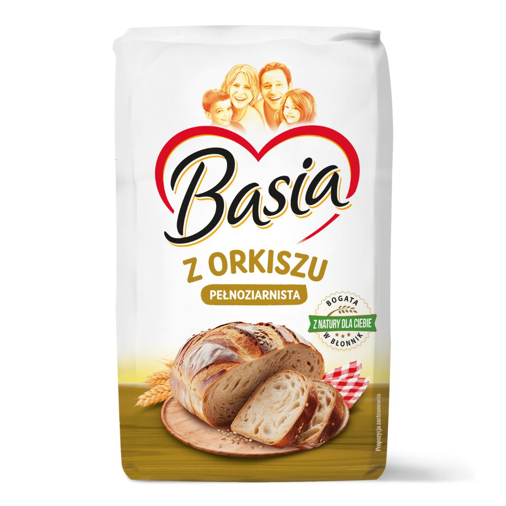Basia Mąka pszenna typ 1850 pełnoziarnista orkiszowa 0,9kg