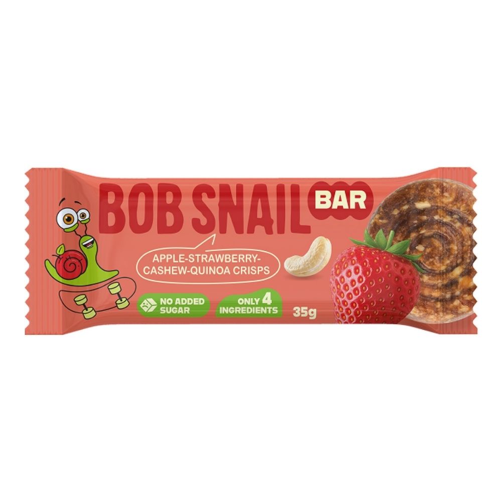 BOB SNAIL Baton Jabłko-Truskawka-Nerkowce-Chrupki z komosy ryżowej 35g b/c