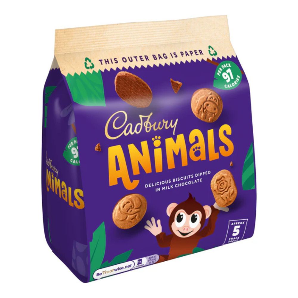 Cadbury MINI ANIMALS Ciasteczka mini w połowie w ml. czek. 99,5g