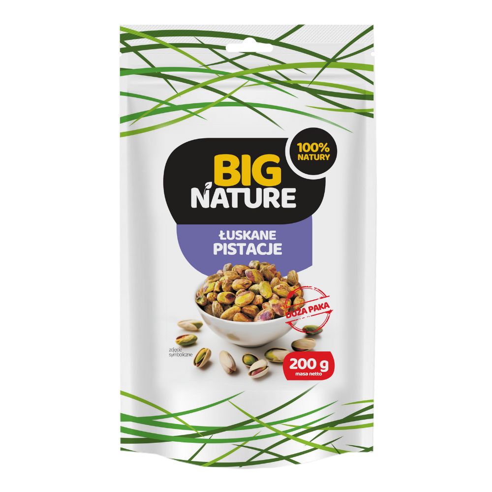 Big Nature Pistacje łuskane niesolone 200g Duża Paka