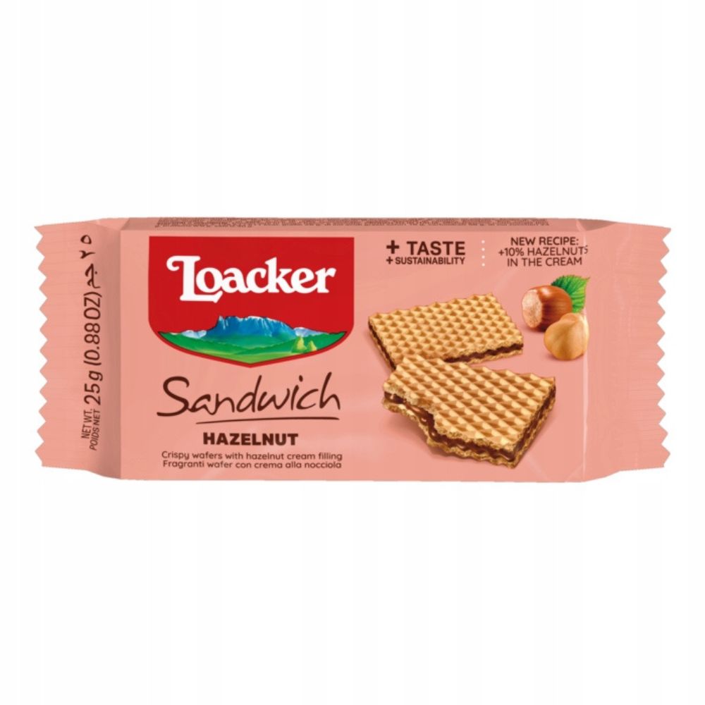 Loacker Chrupiące wafle przekładane kremem orzechowym 25 g
