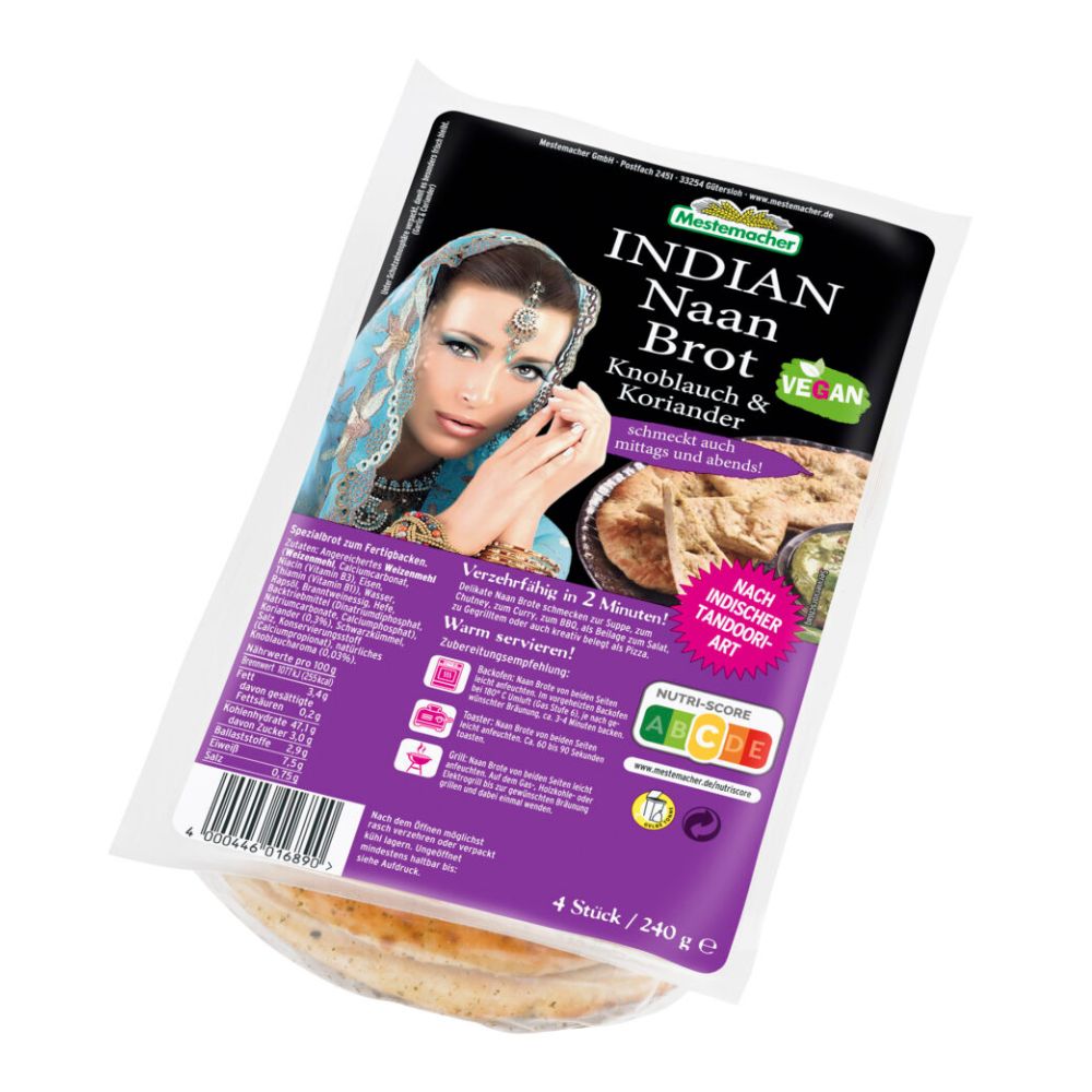 Benus Chlebek Indyjski Naan Czosnek i kolendra 240g