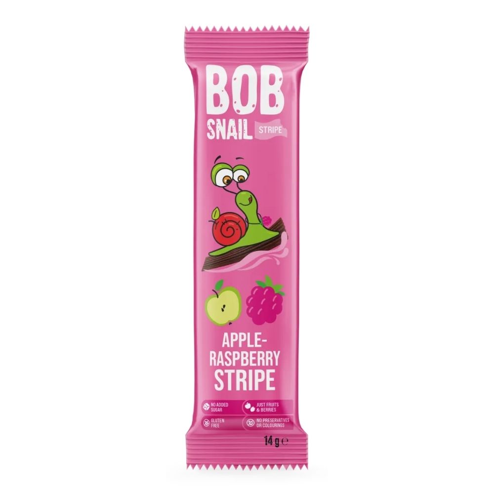 Bob Snail Przekąska jabłko malina Stripe bezglutenowa 14 g