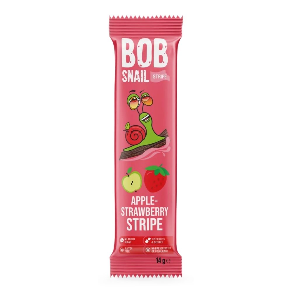 Bob Snail Przekąska jabłko truskawka Stripe bezglutenowa 14 g