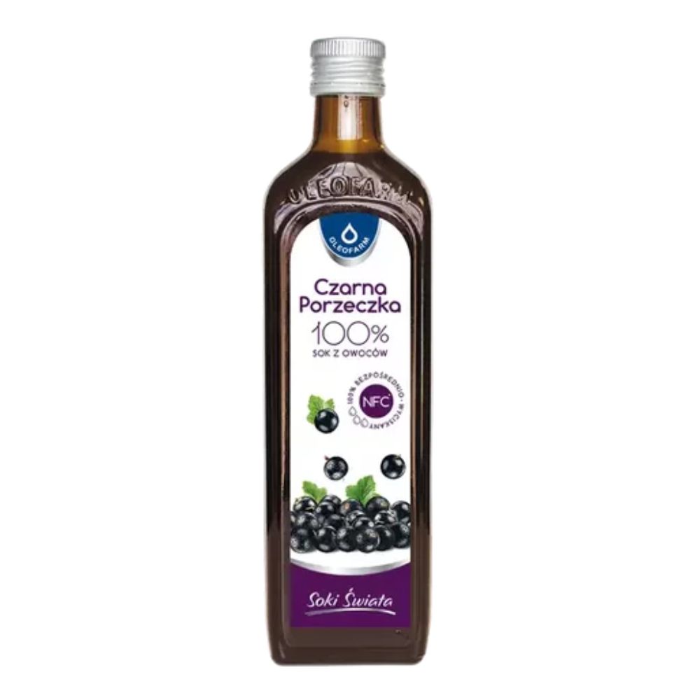 Oleofarm Czarna porzeczka 100% sok z owoców 490 ml