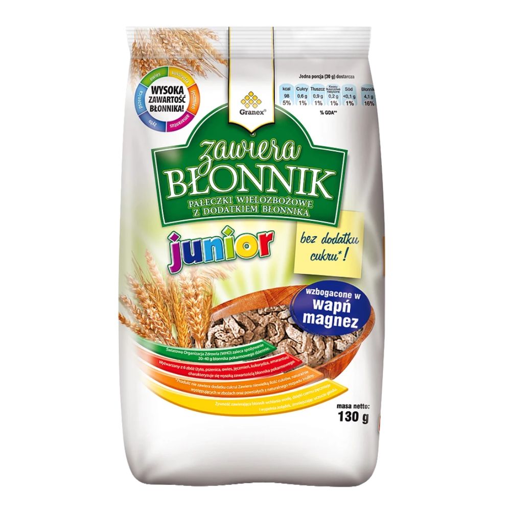 Granex Pałeczki wielozbożowe z dodatkiem błonnika Junior 130 g