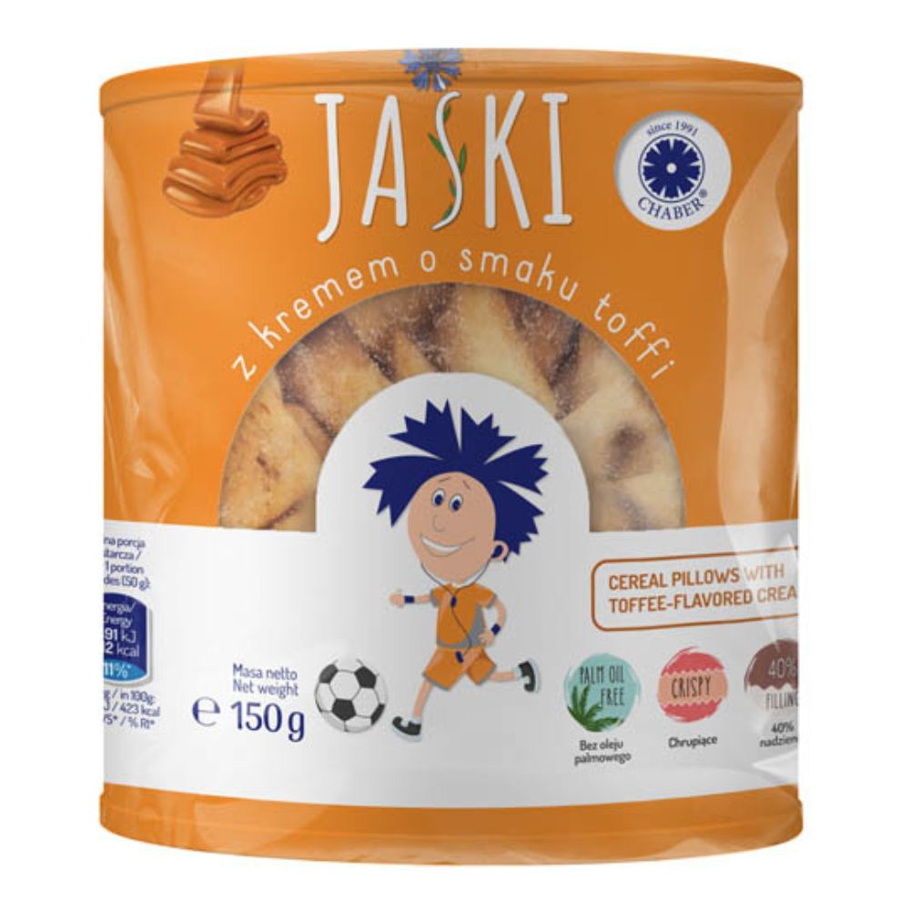 Chaber Płatki Jaśki Poduszeczki zbożowe toffi 150 g