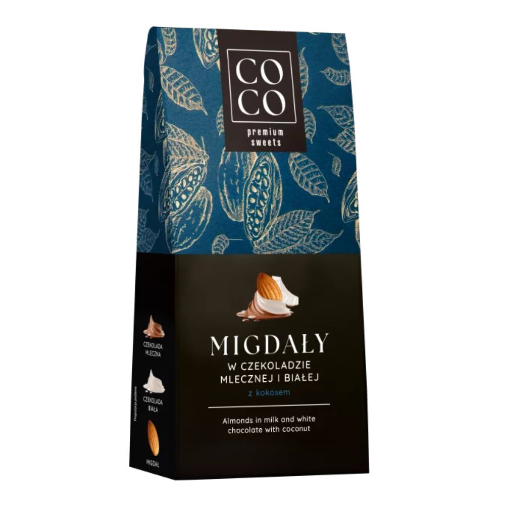 EUROHANSA COCO Migdały w czekoladzie mlecznej i białej z kokosem 100g
