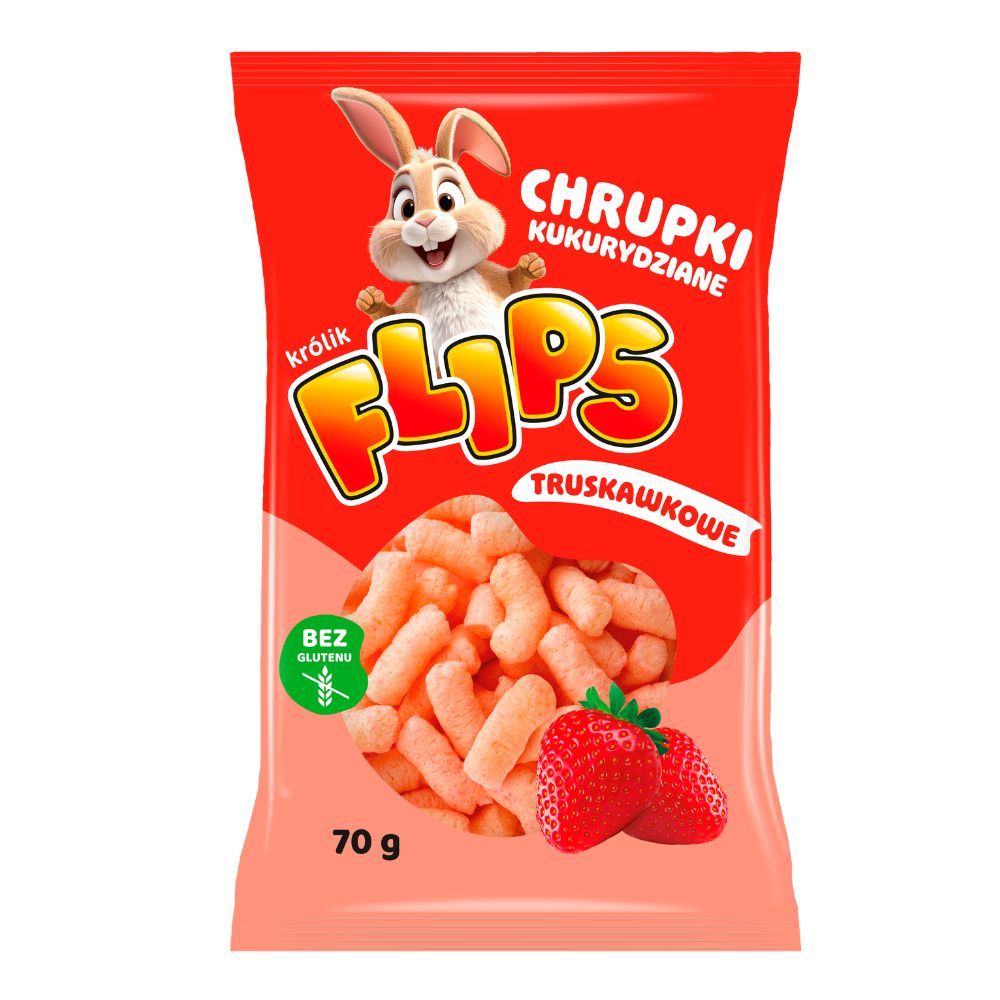 Flips Chrupki Kukurydziane o Smaku Truskawkowym 70 g