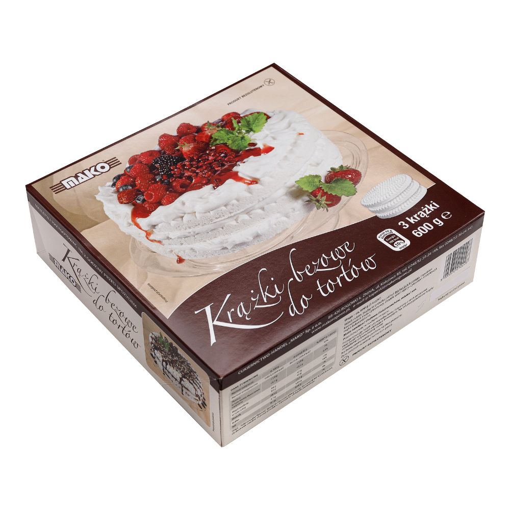 Mako Krążki bezowe tortowe beza bezglutenowe 600 g